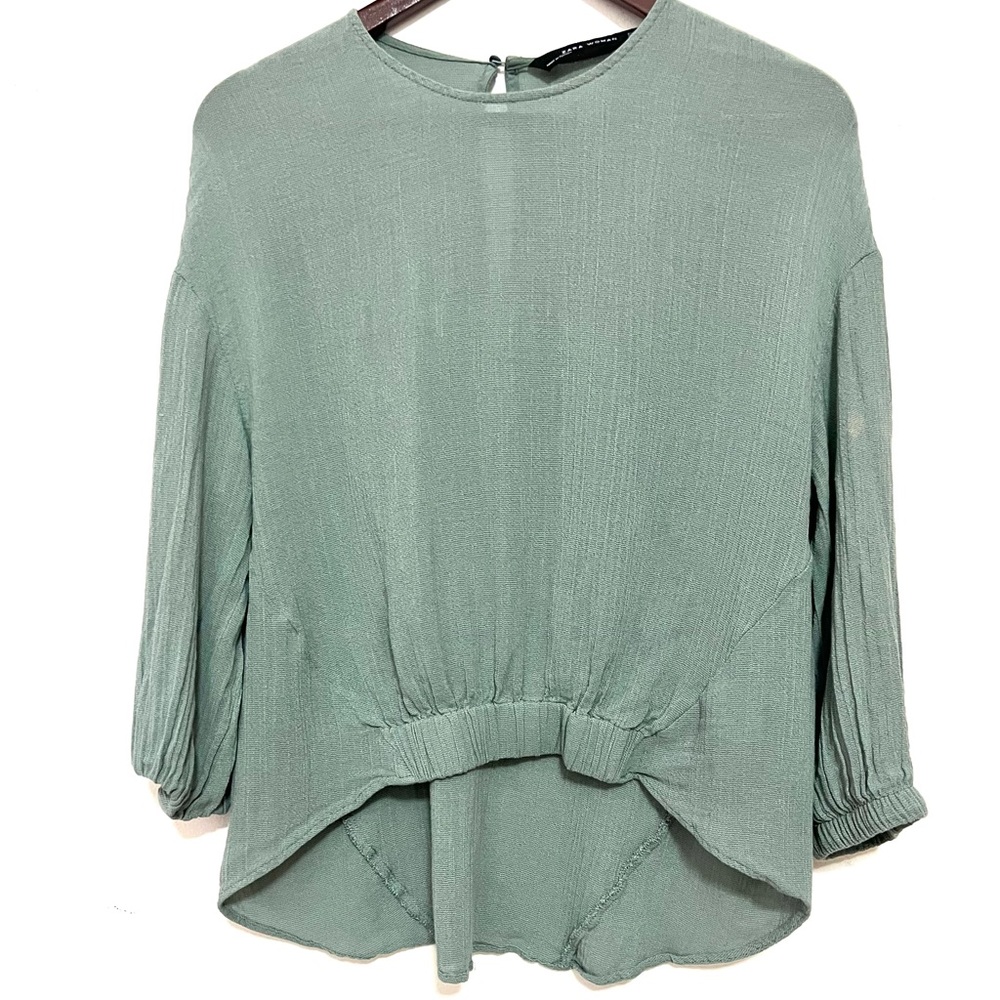 Zara Woman Green High Low Top / Size Small